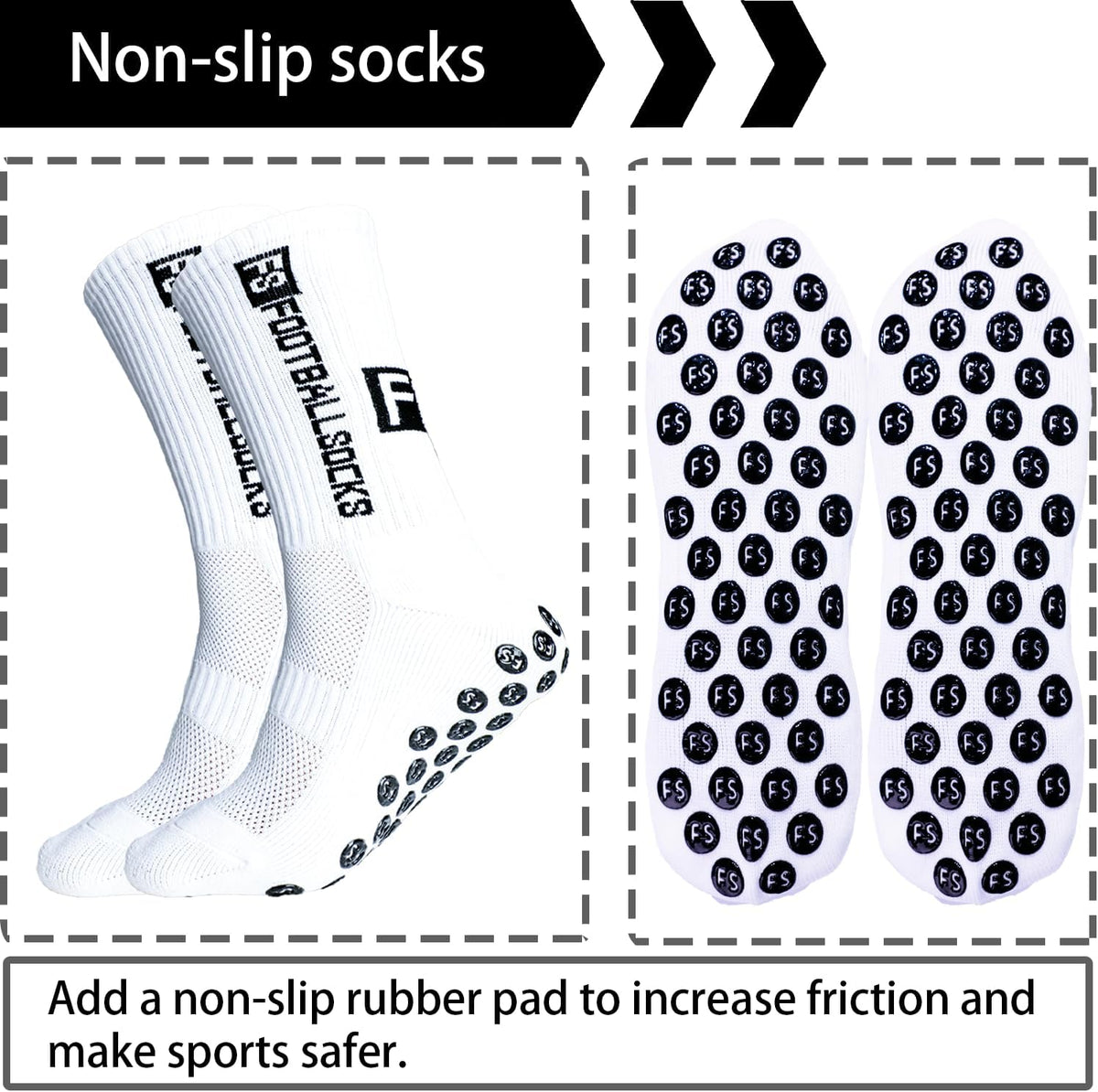 3 Pairs Anti Slip Soccer Socks, Men's grip Socks Soccer Non Skid Ball Socks for Football Basketball Rugby Sports Grip Socks