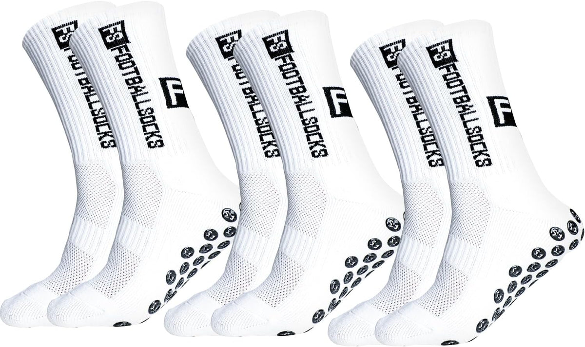 3 Pairs Anti Slip Soccer Socks, Men's grip Socks Soccer Non Skid Ball Socks for Football Basketball Rugby Sports Grip Socks