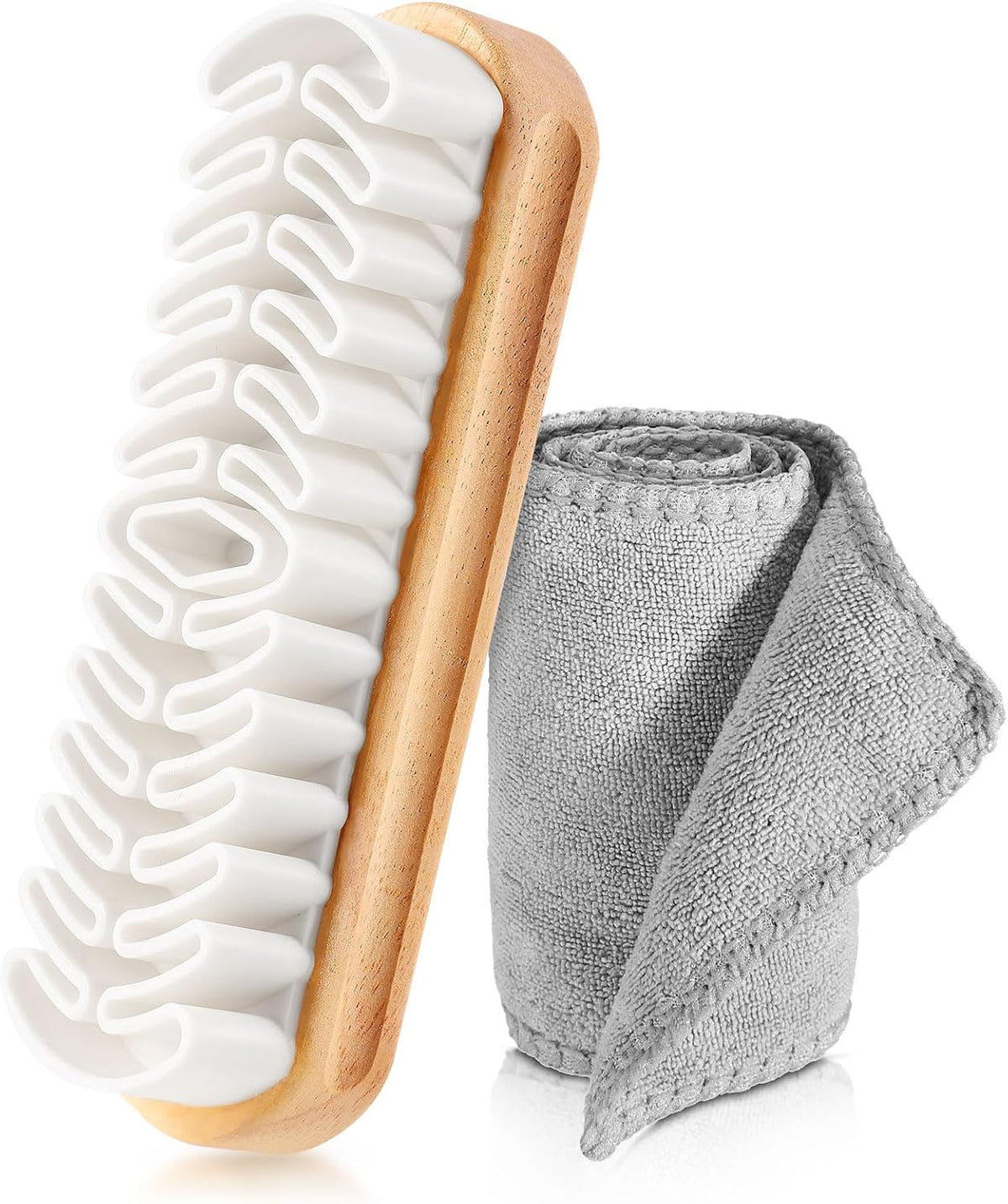 2 Pcs Suede Shoe Brush Nubuck Leather Cleaner Shoes Shine Dauber Crepe Applicators Set with Cleaning Eraser(Brush with Eraser)